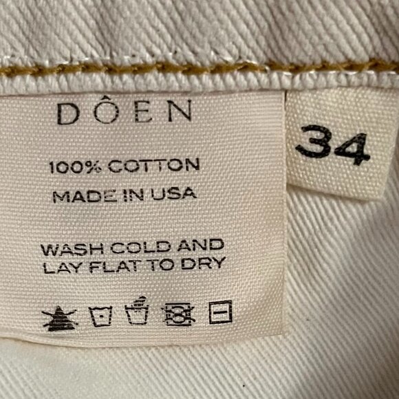 Doen high rise straight leg button fly jeans cream off white size 34 neutral - Picture 8 of 9